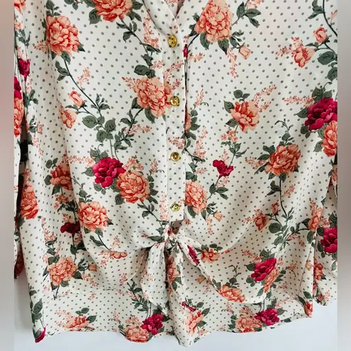 Liberty Love Cream and Red Blouse Elegant and Comfortable Size M