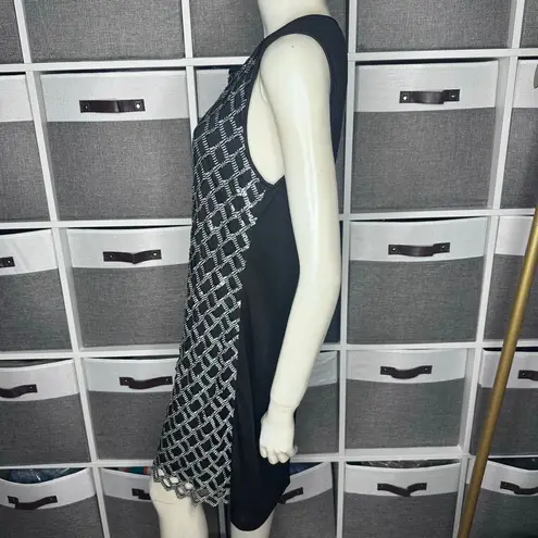 Diane Von Furstenberg DVF  Joylyn Embellished Sequin Shift Dress Black/Silver Siz