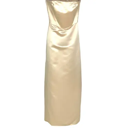 Bill Levkoff Strapless Ivory Satin Gown Wedding Formal 4 Bridesmaid Mother Bride Elegant