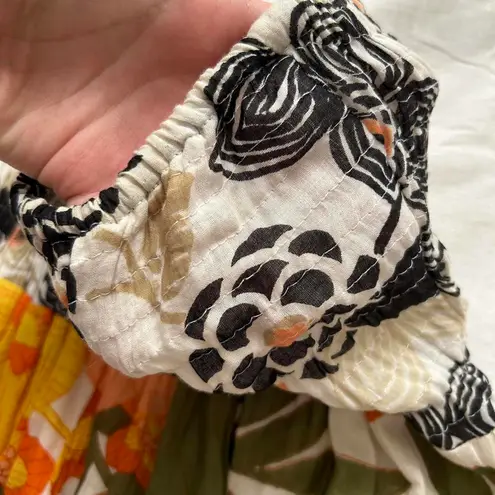 Studio Spa patchwork mixed print midi skirt or mini dress with smocking Size M