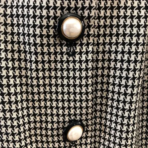 Vtge 90s Willowridge houndstooth black white long trench coat dress USA made L Size L