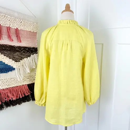 Maeve Anthropologie Audie 100% Linen Balloon Sleeves Blouse Yellow Sz S NWT