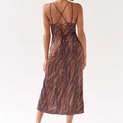 Urban Outfitters  First Light Midi‎ Slip Dress Brown Allover Print