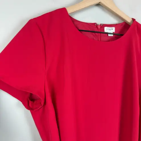 J. Crew Belted Suiting Dress Womens 14 Poppy Red Cap Sleeve Tie Waist Modest NWT