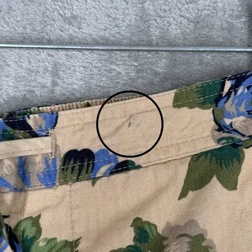 Sag Harbor Pants Small Beige Blue Floral Flowers Straight Crop Boho Cottagecore - Image 8