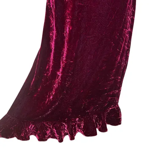 Amanda Smith Crushed Velvet Ruffle Hem Midi Skirt 10 Holiday Cocktail Y2K Party