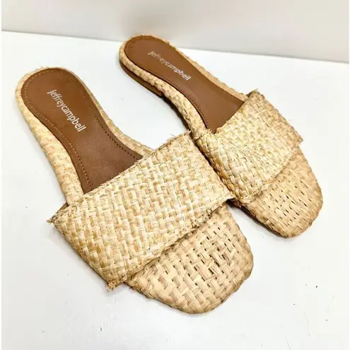 Jeffrey Campbell  Shoes Womens Size 7 Tropical Raffia Woven Slip On Sandals - Image 1