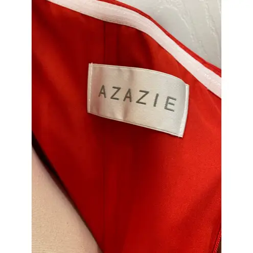 Azazie Yasmin Strapless Sweetheart Neckline Chiffon Scarlet Formal Gown Dress