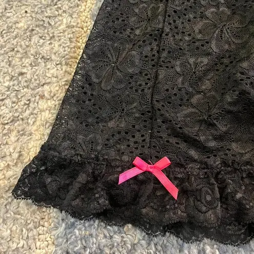 Dreamgirl Women's Black and Pink Lace Lingerie Slip Dress Size Large