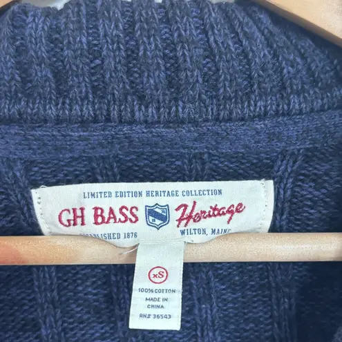 GH Bass Heritage Ltd Collection Navy Cardigan Sweater WM XS Preppy Acadamia Dad Blue