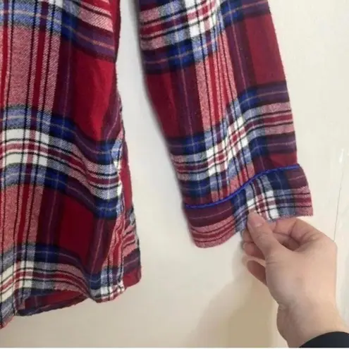 Soft Surroundings , red and blue plaid button up pajama top cotton blend - Image 4