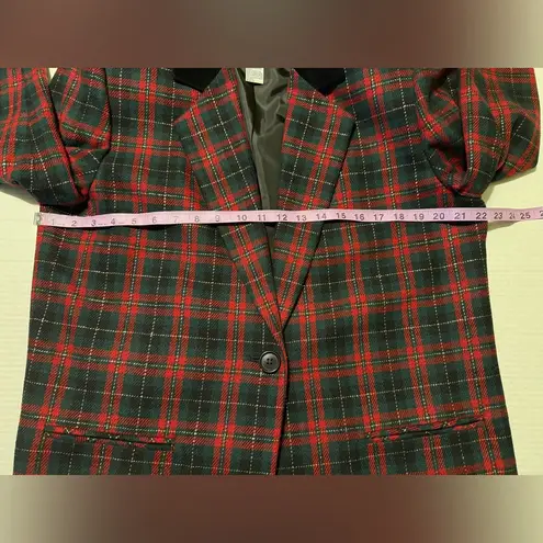 Sag Harbor Women Vtg Tartan Plaid Single Breasted Wool Blend Holiday Blazer