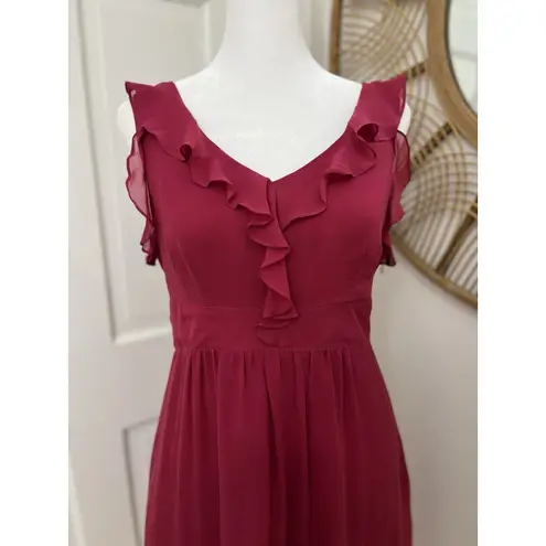 Moulinette Soeurs Anthropologie Pink Ruffle Silk Feminine Flirty Dress Sz 2