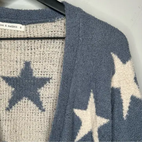 Moon & Madison Star Print Open Cardigan Size S Blue