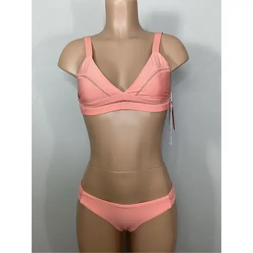 PilyQ New. coral stitched teeny bikini. M-top/L-bottom. Retails $179