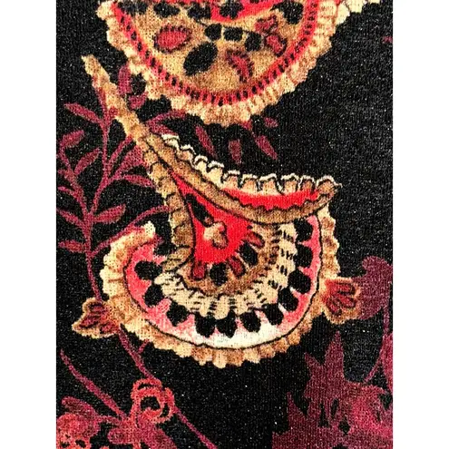 Sangria Size 10 Burgundy Paisley Studded V Neck Lined Blouse Vintage Boho Core