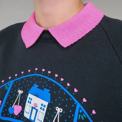 Vintage 90s Gopher Sport Graphic Cat Lady Collared Sweatshirt