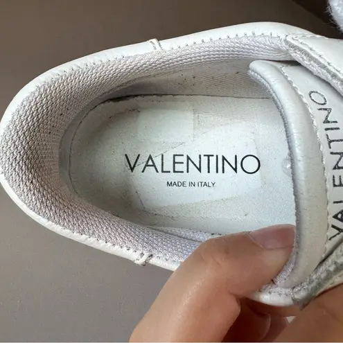 Valentino by Mario Valentino White Sela Leather Platform Sneakers‎ Size 6.5