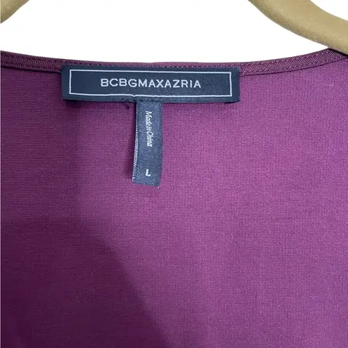 BCBGMAXAZRIA  Purple Plum Square Neckline Long Sleeve Mini Peplum Blouse Large