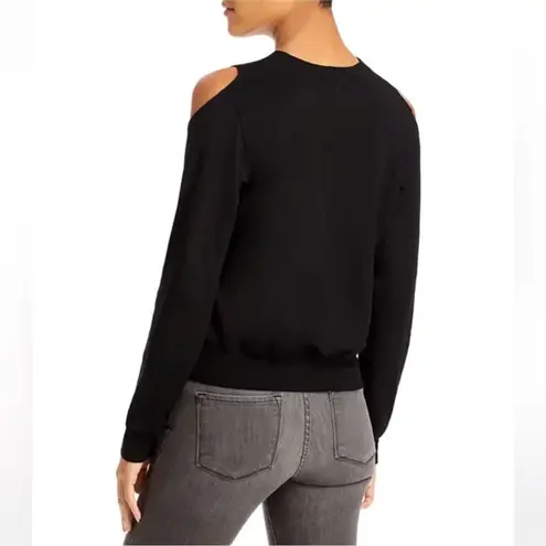 MONROW Supersoft Cutout Shoulder Sweatshirt Pullover Long Sleeve Black Sz Small