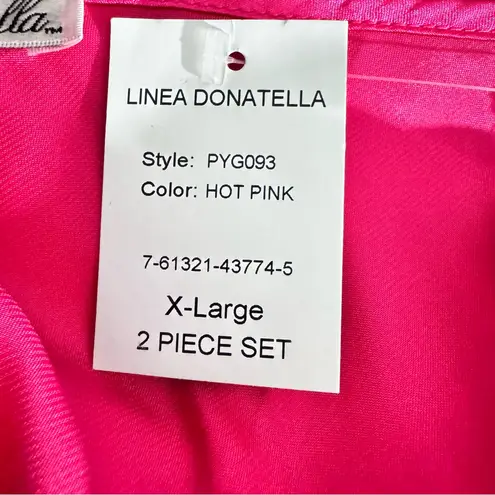 Linea Donatella Hot Pink Babydoll Chemise And Robe Set Size XL NWT Boudoir