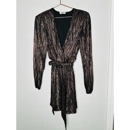 Ramy Brook Multicolor Metallic A-Line Long Sleeves Elise Vincy Dress Size Small