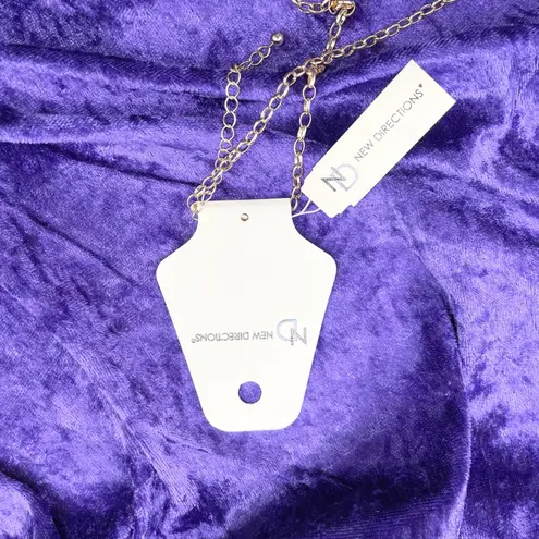 New Directions Gold Disc Drop Necklace Statement Minimalist Fashion Geometric Purple