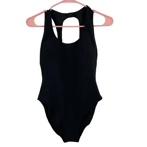Robin Piccone Ava Open Back Swimsuit Size 6 Black NWOT Racer One Piece Swim NEW