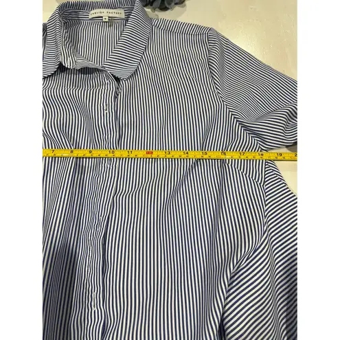 English Factory Striped Blouse Ruffle Back Long Sleeve Shirt Size M