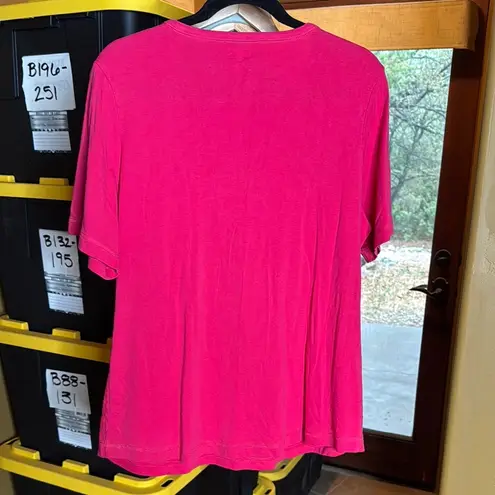 Duluth Trading Co Plus Lightweight Longtail T Short Sleeve Henley Fuchsia Sz XL Pink