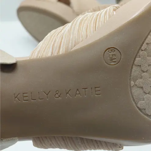 Kelly & Katie Heather Pleated Bow Platform Block Heel Sandals 8.5M Chunky Shoes