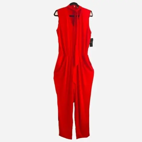 Ralph Lauren Lauren  Jumpsuit XL NWT Simran Necktie Choker Cut Out Red Party