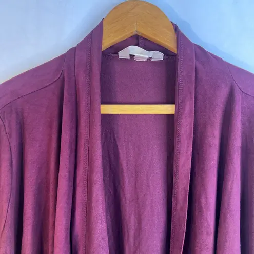 Krazy Kat Burgundy Open Front Faux Suede Cut Out Trim Cardigan Size XL Boho