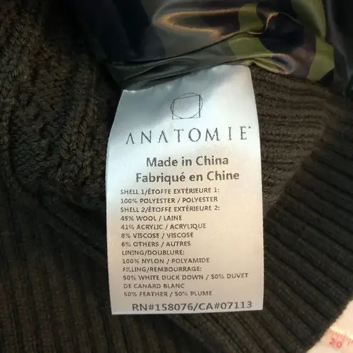 Anatomie Womens Printed Fallon Vest Puffer Knit Back Camo Print Wool Blend L Black Size L