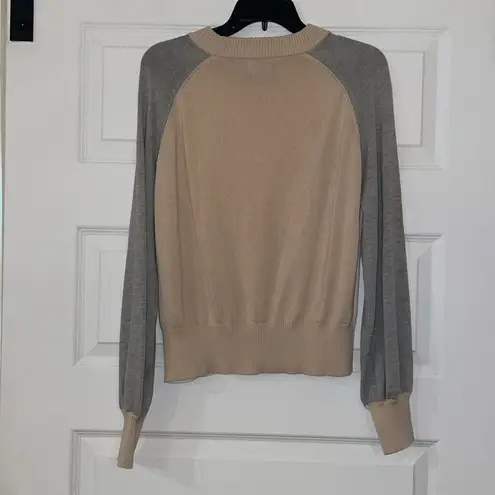 Monrow Neutral Colorblock Crew Neck Sweater Gray Size M