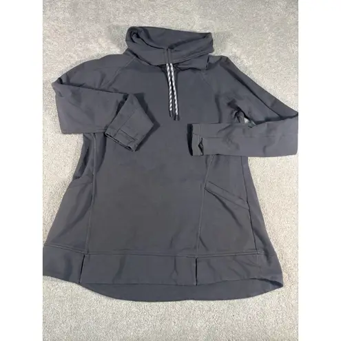 ll bean womens funnel neck sweatshirt gray small pockets thumbholes