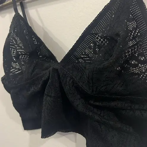 Aerie NWT  Cable Lace Longline Black Bralette - Size Medium