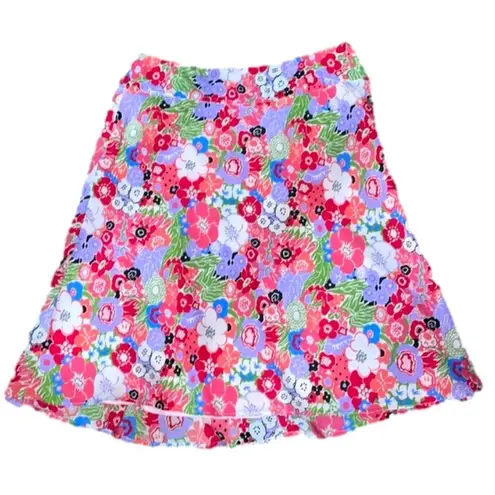 Y2K Silk Floral Slip Skirt Women Size 14 Vintage Cottagecore Boho Floral pleated Red