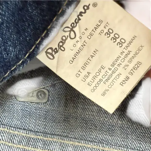 Pepe Jeans Y2K Womens Size 30 Low Rise Flare Embroidered Flap Pockets Streetwear