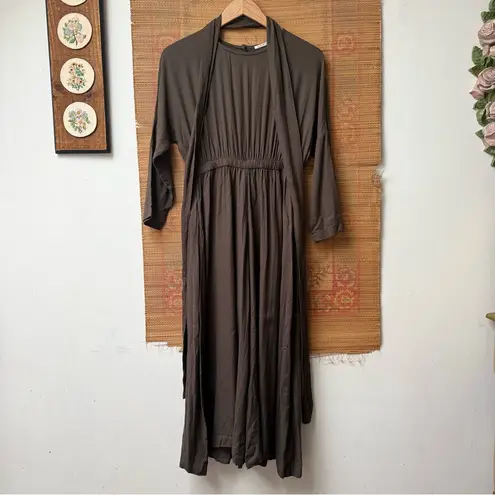 Black Crane The Wide Culotte Wool Blend Jumpsuit in Olive Brown Size XS