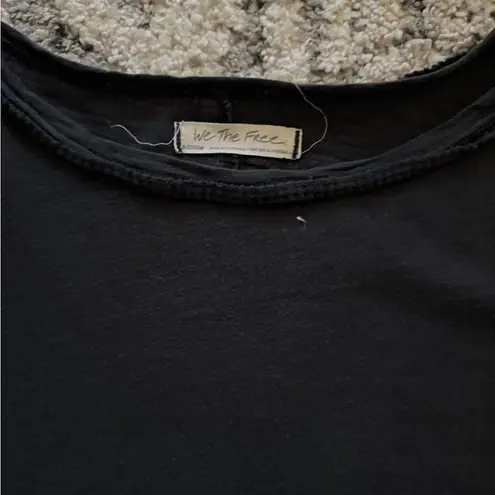 We The Free Free people Grey black top with waffle sleeves☁️