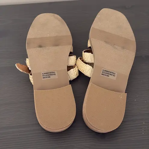 New DV By Dolce Vita Falcon Raffia Buckle Mules Slip On Natural Size 8.5 Tan