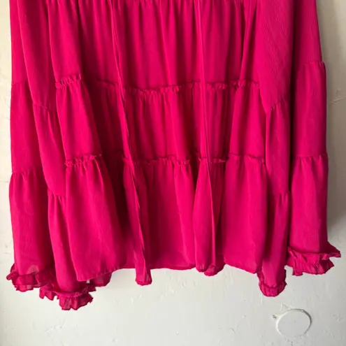 Andrée by Unit Fuchsia Boho Ruffle Tiered Peasant Blouse Size M
