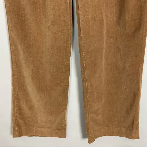 JM Collection Corduroy Pants Women Straight Leg Size 10 Light Brown Stretch Front Pockets