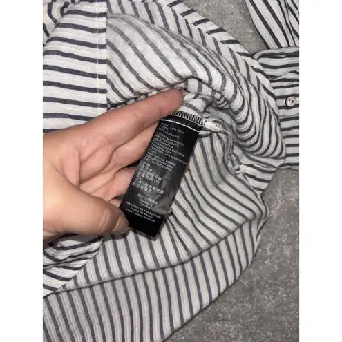 The Kooples Lace Up Striped Shirt Long Sleeve Size 2 Popover Top French Design