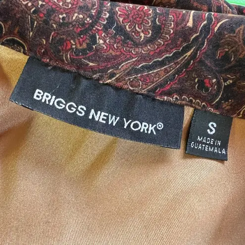 Briggs New York Vintage Womens Jacket Blazer Paisley Print Black Brown Red Small