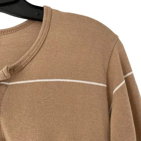 Marimekko Tan White Long Cotton Maxi Henley Dress size large long sleeve