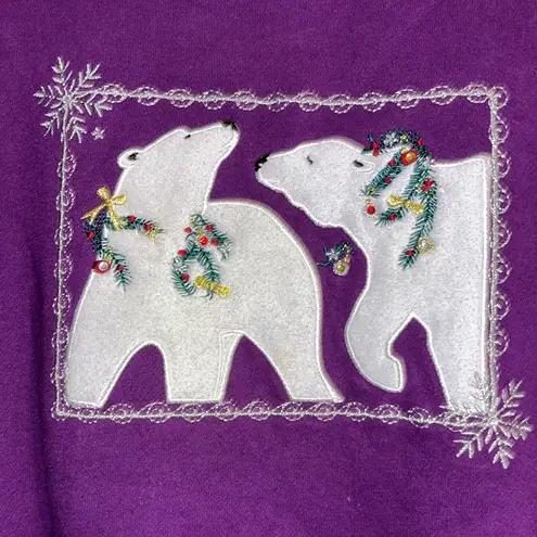 Vintage Polar Bears sweatshirt • embroidered snowflakes • y2k • 90s • 80s sweats Size XXL