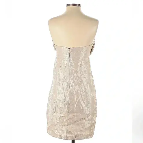 Alexia Admor | Metallic Champagne Rosette Hammered Satin Formal Dress Size XS