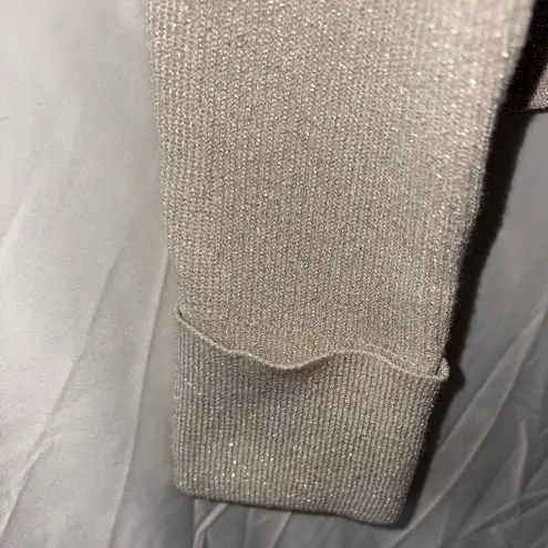 Tahari  Champagne/Gold  Ribbed Shimmery Boatneck Size Large Cropped Sweater